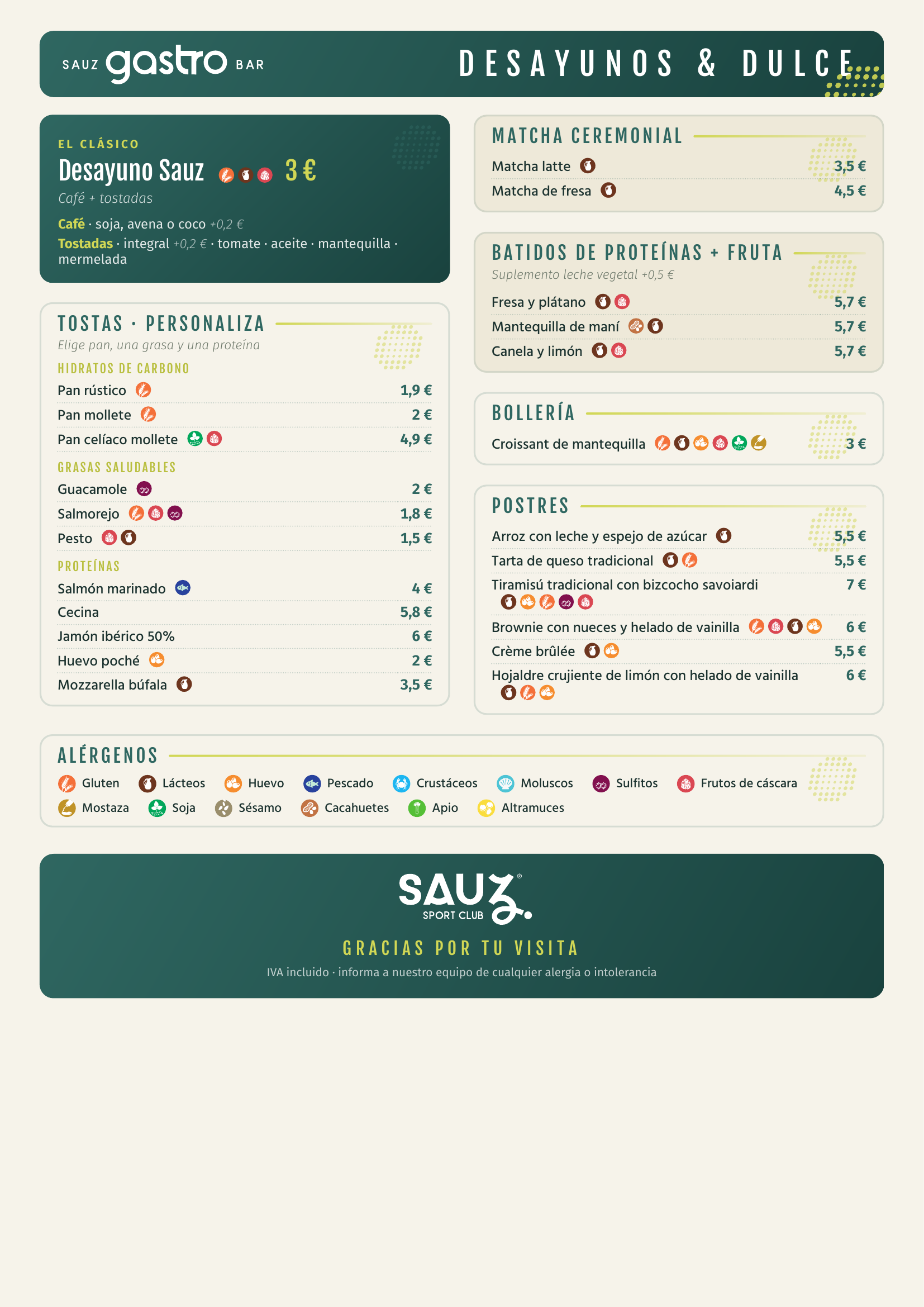 Desayunos & dulce · Sauz Sport Club